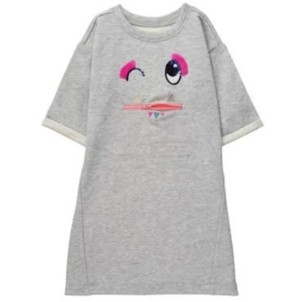 Gymboree Heather Grey Funny Face Dress‎ 10 Easy pull-on style Zip pocket accent